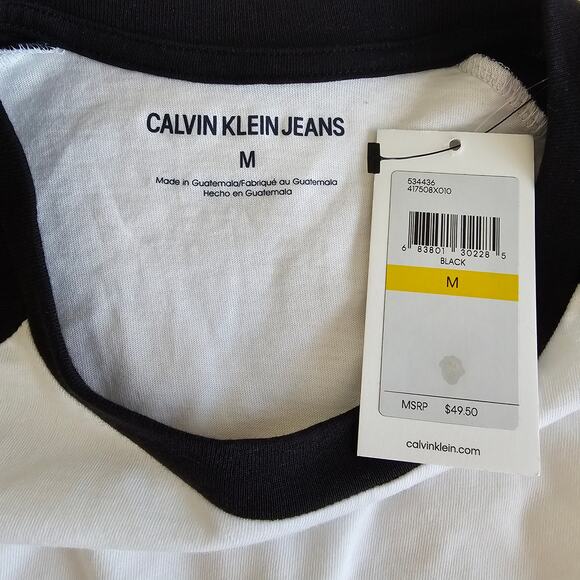 Calvin Klein Arm Logo Long Sleeve T-Shirt Black and White Size M NWT - Picture 7 of 8